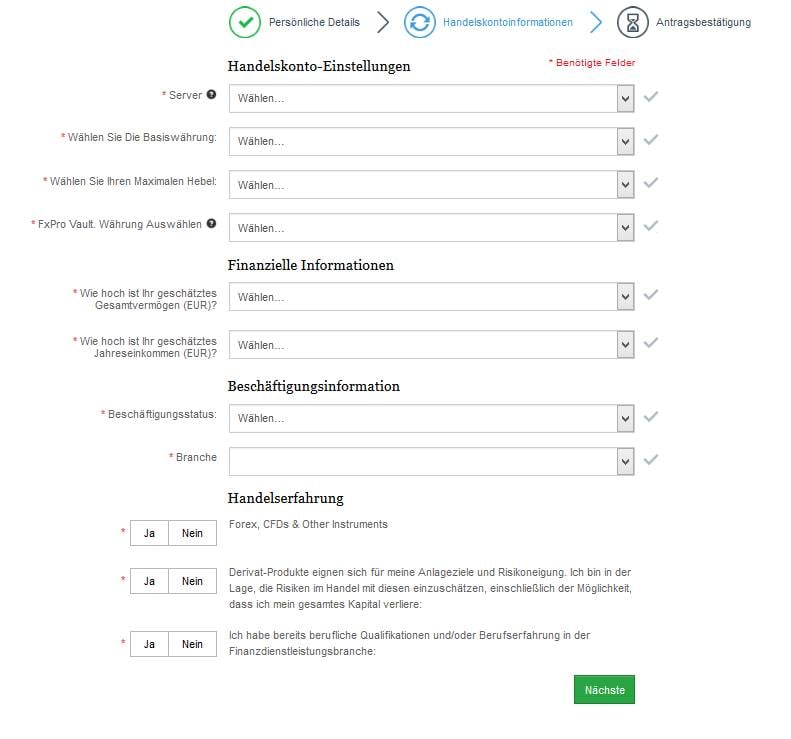 FxPro Erfahrungen - Anmeldung 2