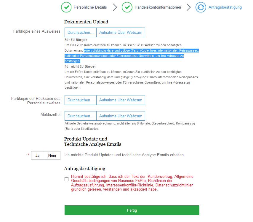 FxPro Erfahrungen - Anmeldung 3
