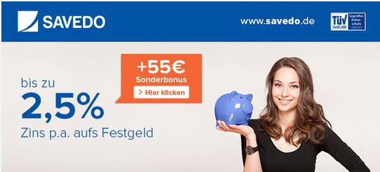 55€ Sonderbonus bei Savedo