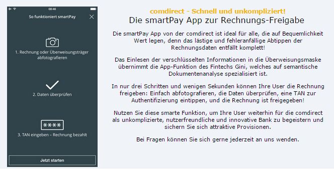 Neues Feature bei comdirect - die smartPay App