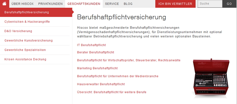 Berufshaftpflicht von Hiscox