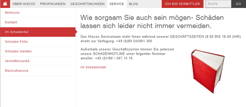 Schadensfall melden bei Hiscox