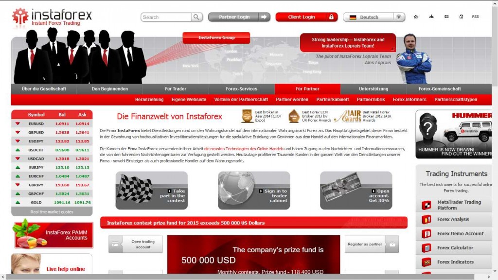 InstaForex Erfahrungen - Webseite