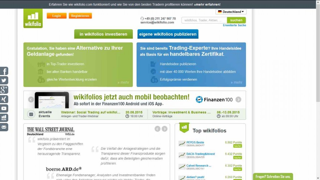Wikifolio Erfahrungen - Webseite