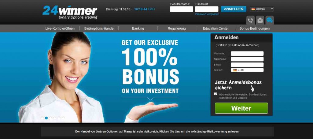 24Winner Erfahrungen - Webseite