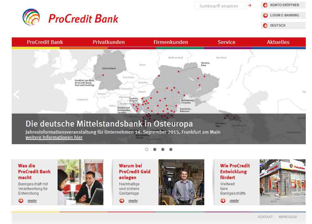 ProCredit Erfahrungen - Webseite