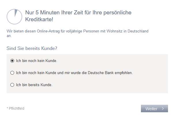Deutsche Bank Kreditkarte - Antrag