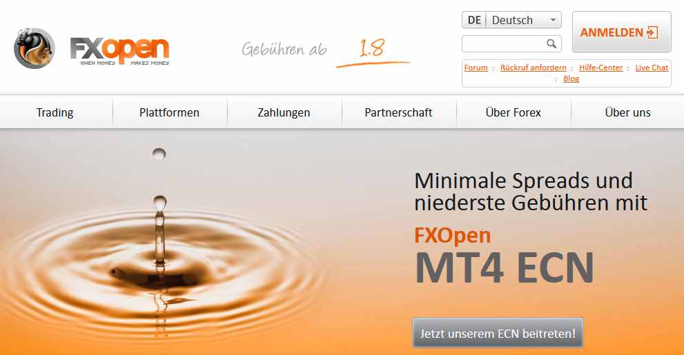 FXOpen Erfahrungen - Webseite