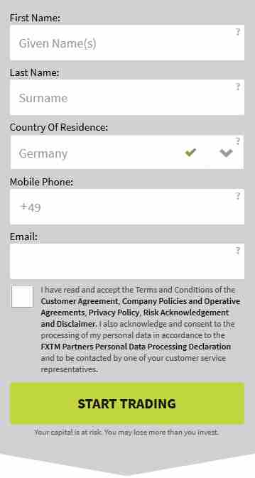 FXTM Erfahrungen - Registrierung