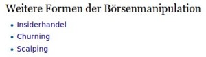 Frontrunning und andere Börsenmanipulationen, Screenshot Wikipedia