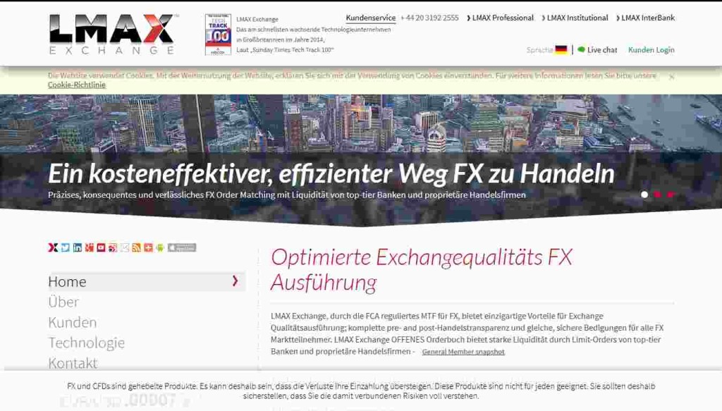 LMAX Erfahrungen - Webseite