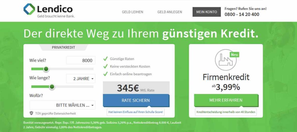 Lendico Erfahrungen - Webseite