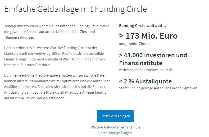 Zencap wird Funding Circle geld anlegen