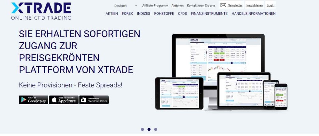 XTrade Erfahrungen - Webseite