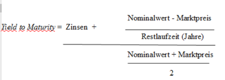 Yield to Maturity Formel