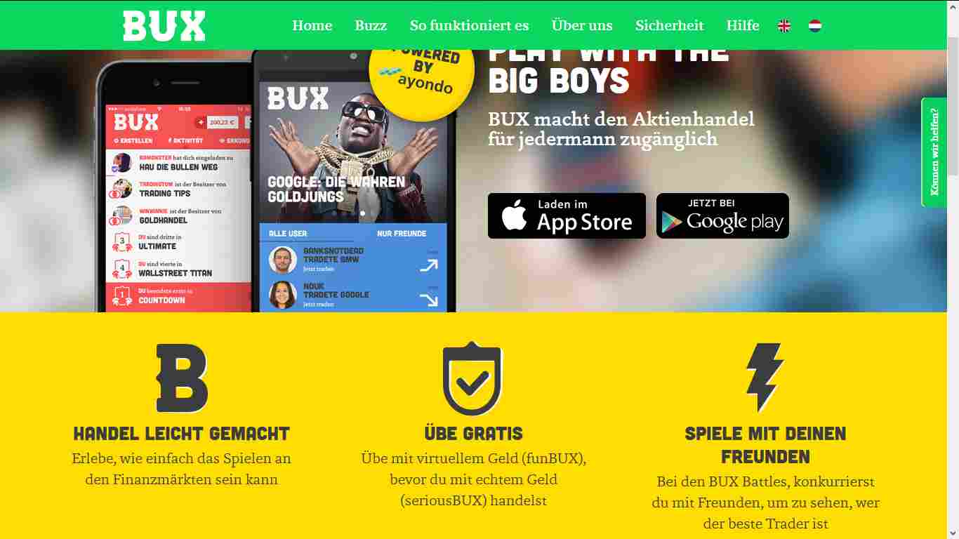 BUX Erfahrungen - Webseite