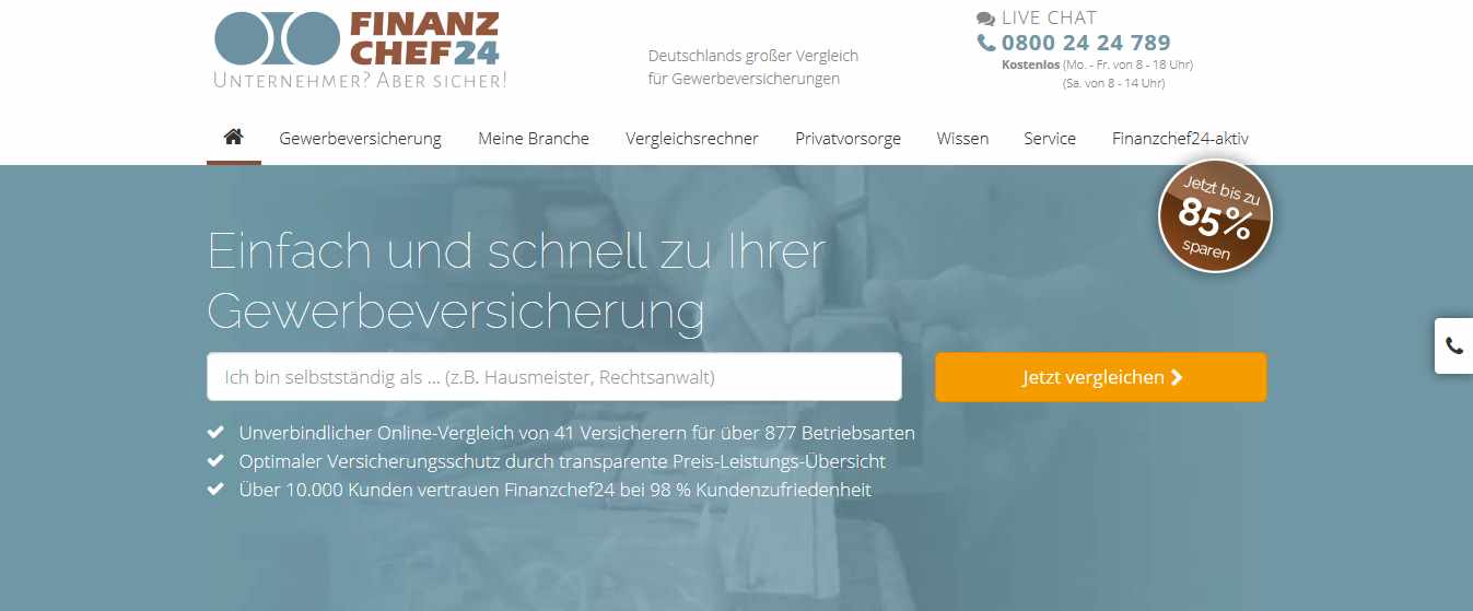 Finanzchef24 Erfahrungen - Webseite