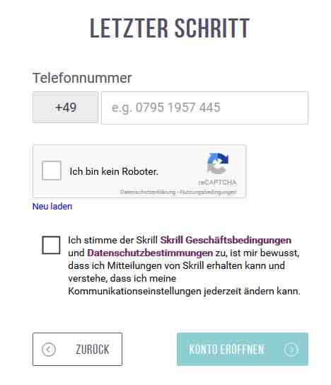 Skrill Erfahrungen - Letzter Schritt