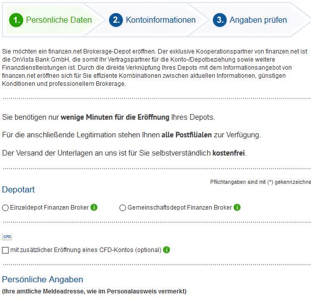 Finanzen.net - Persönliche Daten