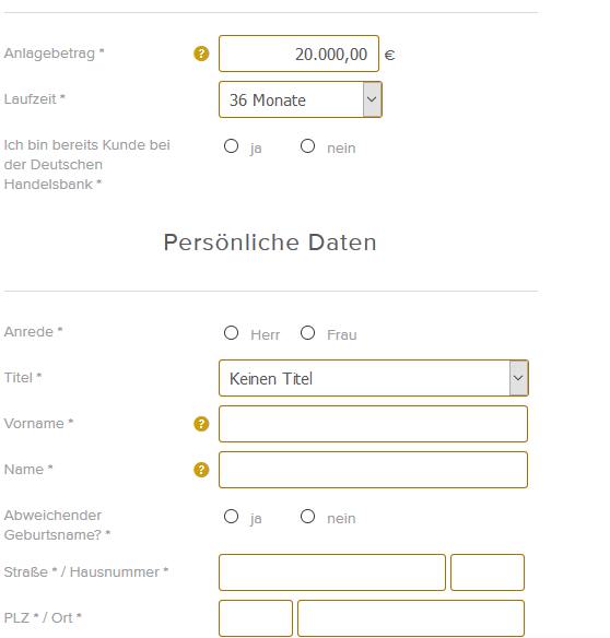 Deutsche Handelsbank - Online Formular