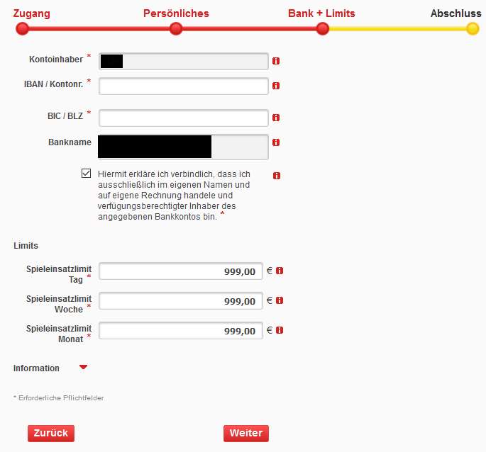 Lotto.de Erfahrungen - Bankdaten