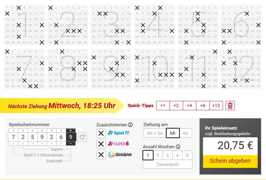 Lotto.de Erfahrungen - Spielschein