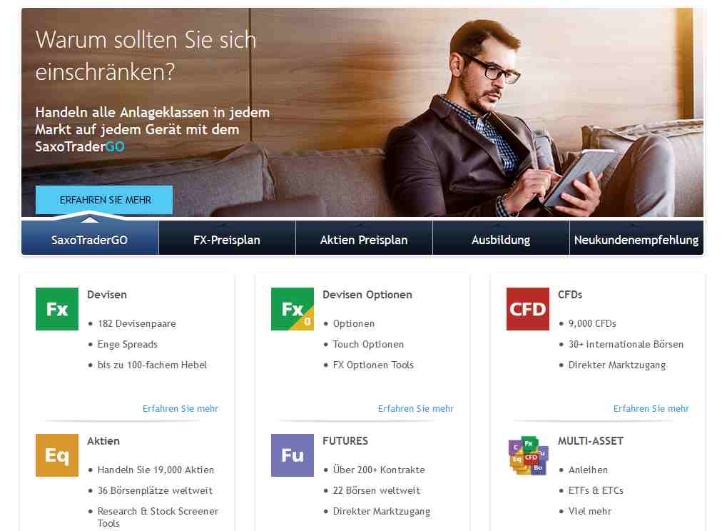 Saxo Bank - Webseite