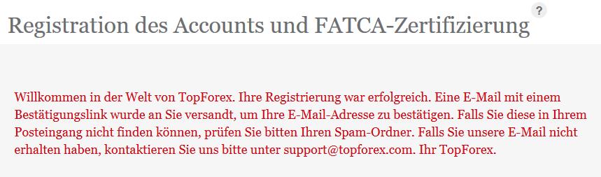 TopForex Erfahrungen - Bstätigung