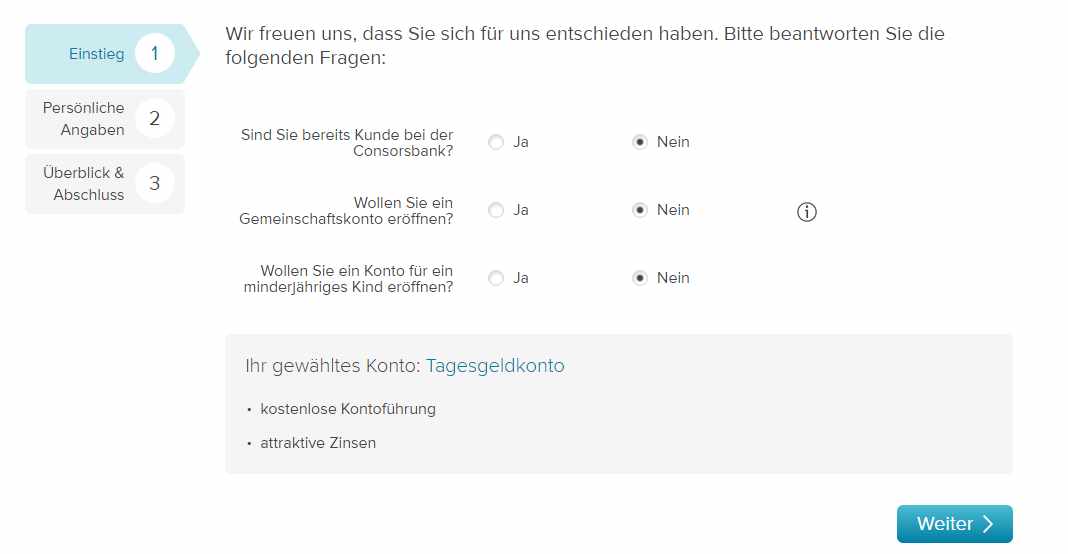 Consorsbank Tagesgeld - Anmeldung 1