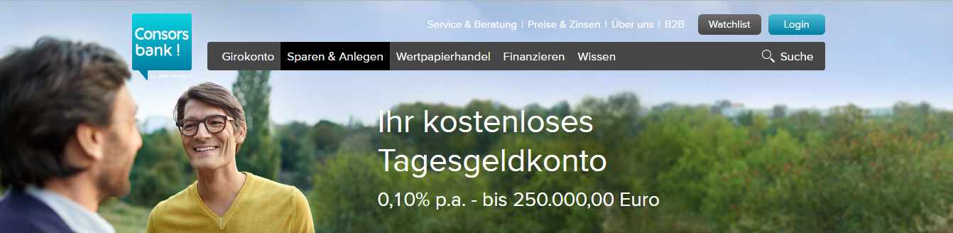 Consorsbank Tagesgeld - Header