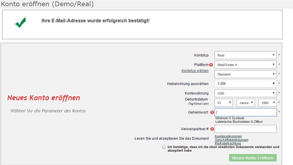 IFC Markets Erfahrungen - Anmeldung 3