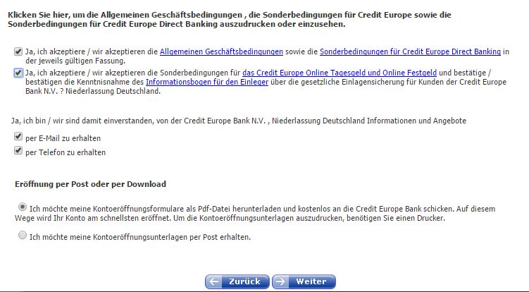 Credit Europe Tagesgeld - Referenzkonto