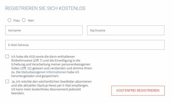 Seedmatch Erfahrungen - Registrieren