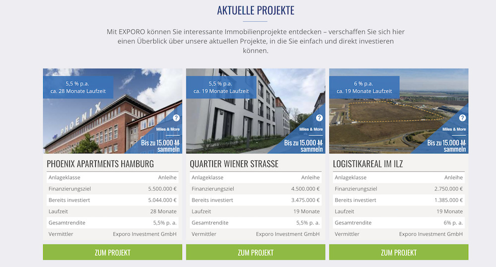 Exporo Immobilien-Projekte Investment