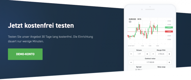 Mit dem Demokonto des Online-Brokers XTB können Anleger 30 Tage lang kostenfrei testen