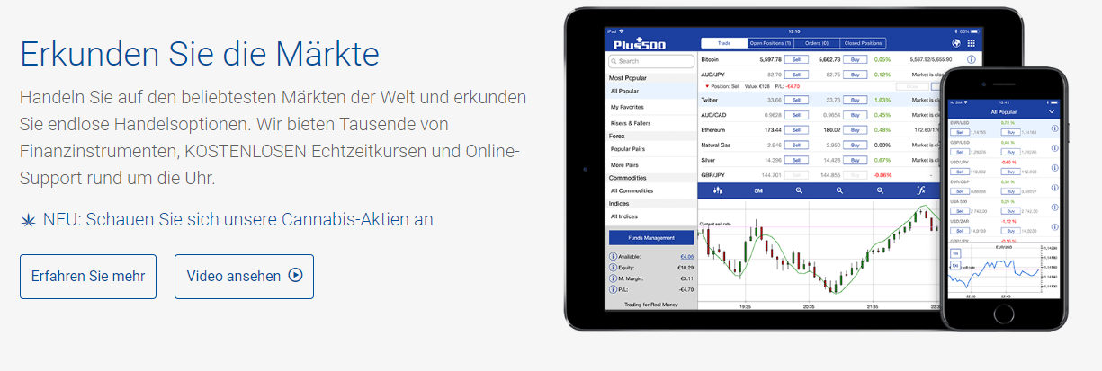 Erkunden Sie die Märkte mit Plus500