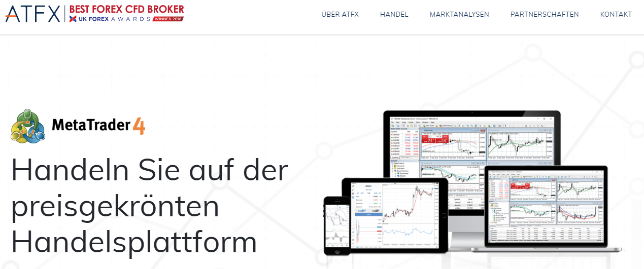 Bei ATFX können Sie auf der preisgekrönten MT4 Plattform traden