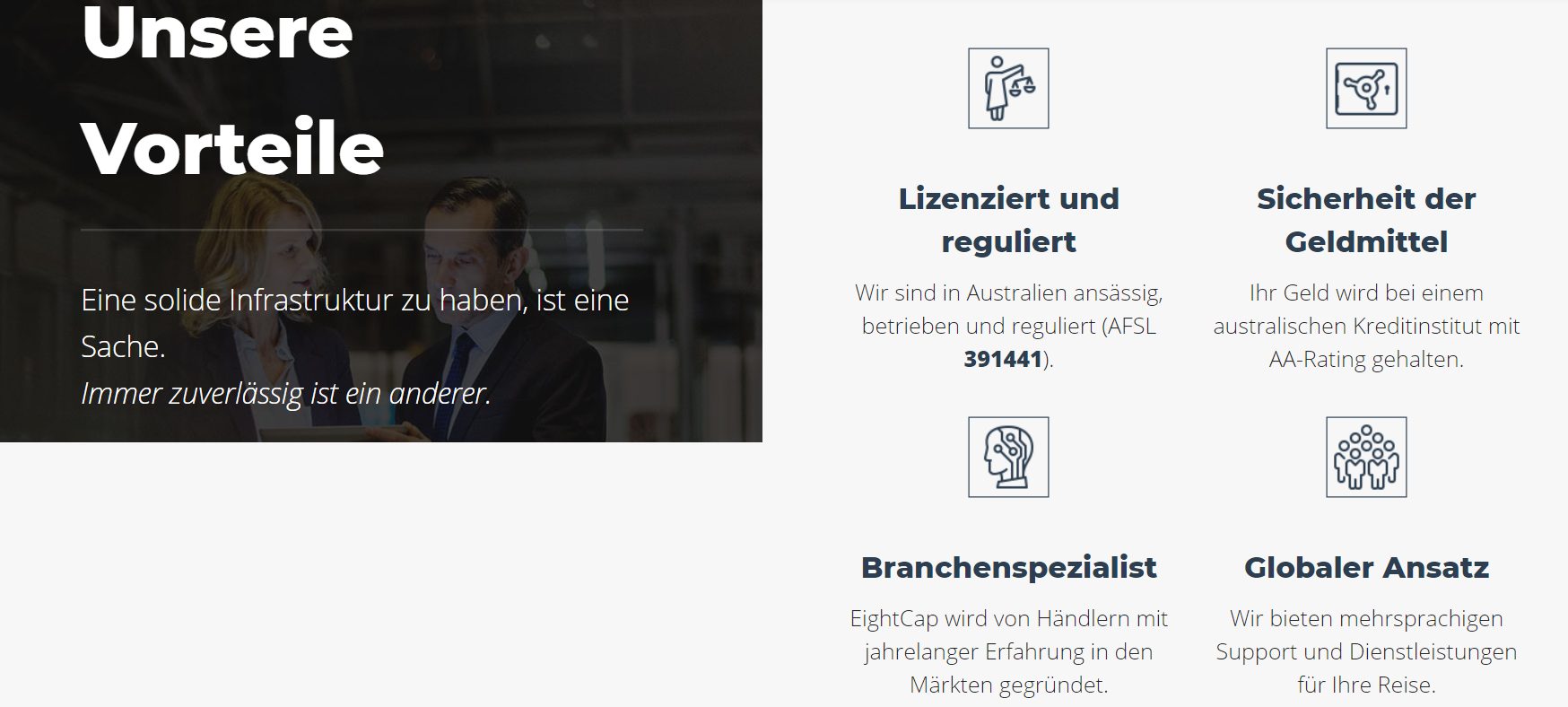 Diese Vorteile sprechen für den Broker Eightcap