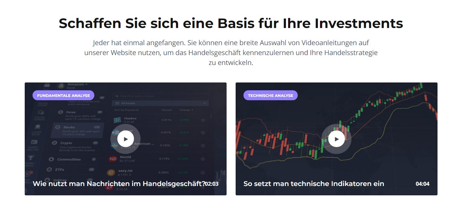 IQ Option bietet hilfreiche Schulungsvideos an