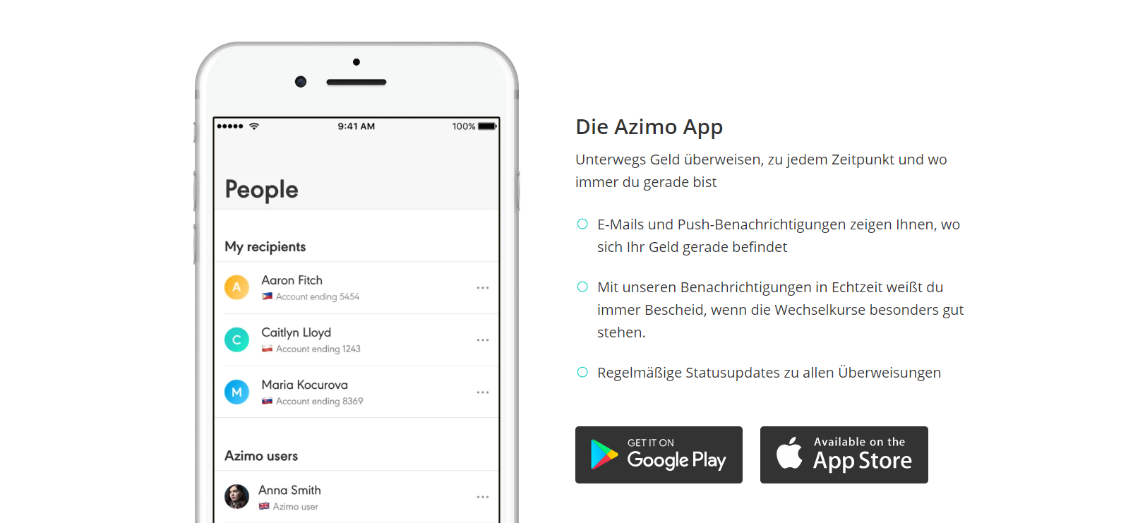 Azimo bietet die App für Überweisungen von Mobilgeräten an