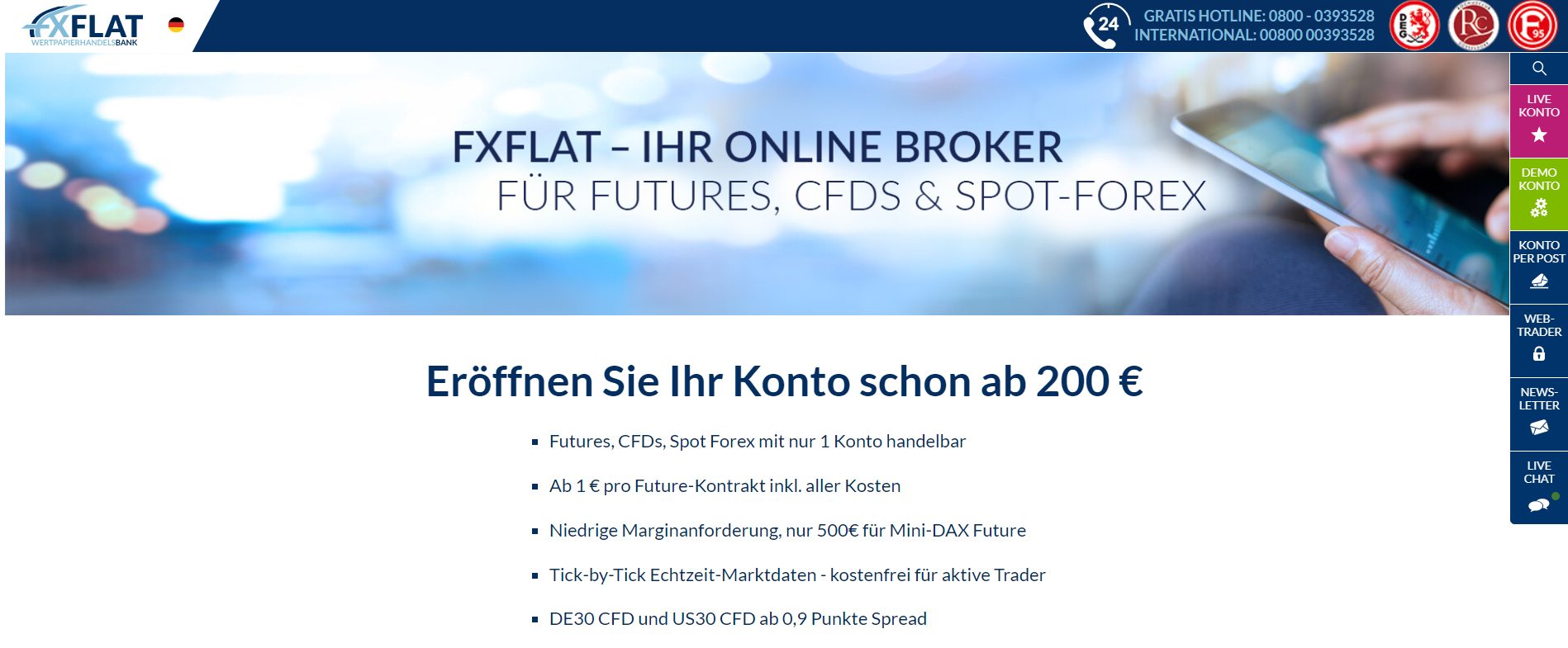 Ein Blick auf die Website von FXFLAT