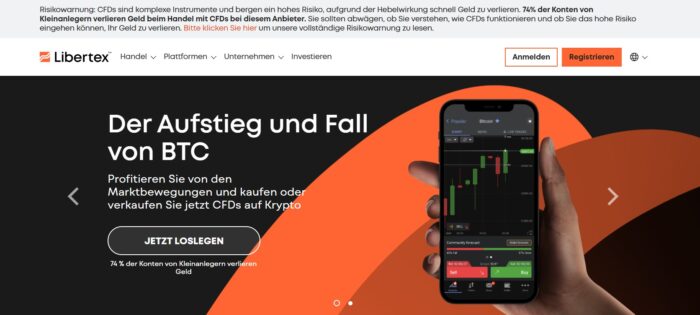 Ein Blick auf die Website von Libertex