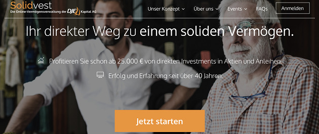 Die Website von Solidvest